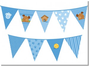 Puppy Dog Tails Boy - Baby Shower Themed Pennant Set
