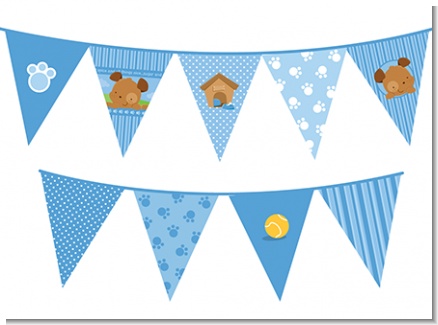 Puppy Dog Tails Boy - Baby Shower Themed Pennant Set