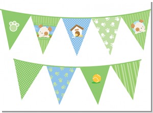 Puppy Dog Tails Neutral - Baby Shower Themed Pennant Set