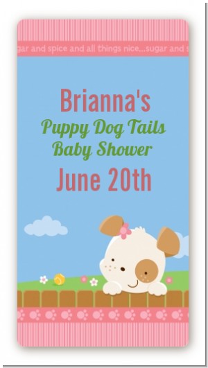 Puppy Dog Tails Girl - Custom Rectangle Baby Shower Sticker/Labels