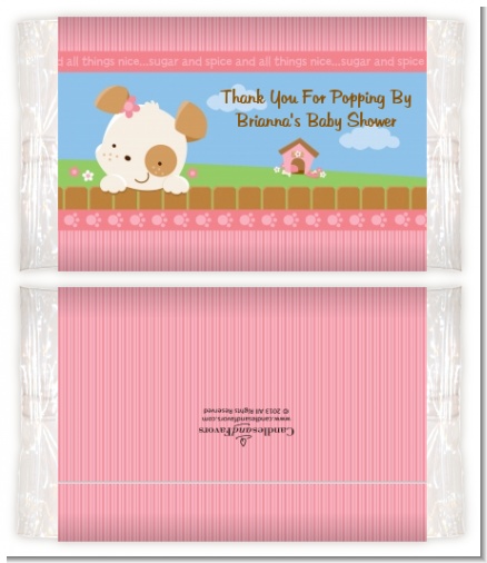 Puppy Dog Tails Girl - Personalized Popcorn Wrapper Baby Shower Favors