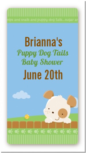 Puppy Dog Tails Neutral - Custom Rectangle Baby Shower Sticker/Labels