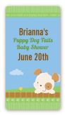 Puppy Dog Tails Neutral - Custom Rectangle Baby Shower Sticker/Labels