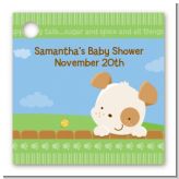 Puppy Dog Tails Neutral - Personalized Baby Shower Card Stock Favor Tags