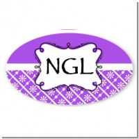 Modern Thatch Purple - Personalized Everyday Party Oval Sticker/Labels