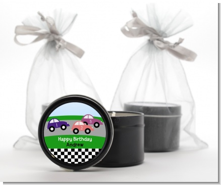 Race Car - Birthday Party Black Candle Tin Favors