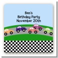 Race Car - Square Personalized Birthday Party Sticker Labels thumbnail