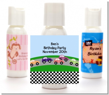 Race Car - Personalized Birthday Party Lotion Favors