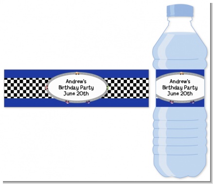 Race Car - Personalized Birthday Party Water Bottle Labels