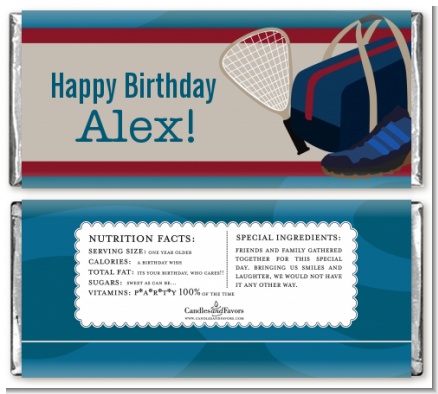 Racquetball - Personalized Birthday Party Candy Bar Wrappers