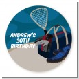 Racquetball - Round Personalized Birthday Party Sticker Labels thumbnail