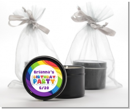 Rainbow - Birthday Party Black Candle Tin Favors