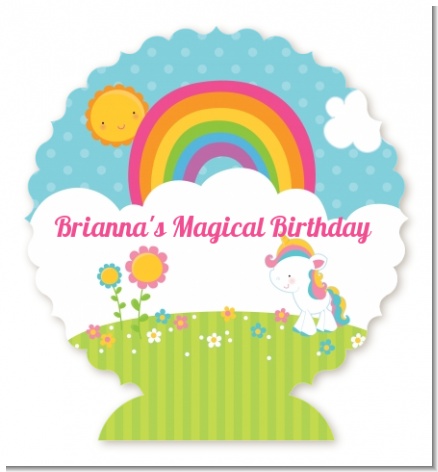 Rainbow Unicorn - Personalized Birthday Party Centerpiece Stand