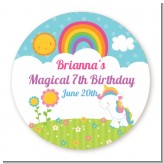 Rainbow Unicorn - Round Personalized Birthday Party Sticker Labels