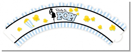 Ready To Pop Blue - Baby Shower Cupcake Wrappers