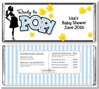 Ready To Pop Blue - Personalized Baby Shower Candy Bar Wrappers