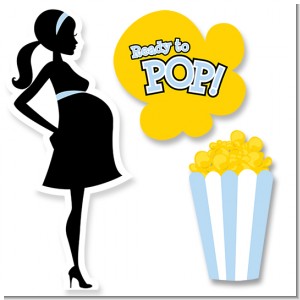 Ready To Pop Blue - Baby Shower Printed Shaped Cut-Outs