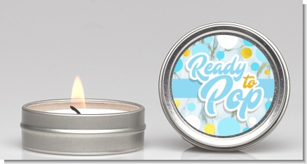 Ready To Pop Blue Gold - Baby Shower Candle Favors