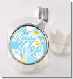 Ready To Pop Blue Gold - Personalized Baby Shower Candy Jar thumbnail