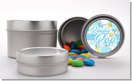 Ready To Pop Blue Gold - Custom Baby Shower Favor Tins