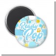 Ready To Pop Blue Gold - Personalized Baby Shower Magnet Favors thumbnail