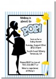 Ready To Pop Blue - Baby Shower Petite Invitations