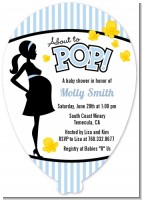 Ready To Pop Blue - Baby Shower Shaped Invitations