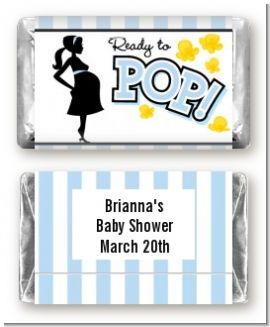 Ready To Pop Blue - Personalized Baby Shower Mini Candy Bar Wrappers