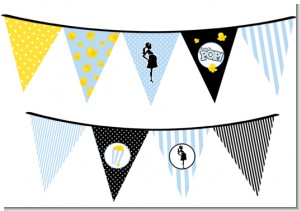 Ready To Pop Blue - Baby Shower Themed Pennant Set