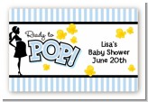 Ready To Pop Blue - Baby Shower Landscape Sticker/Labels