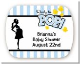 Ready To Pop Blue - Personalized Baby Shower Rounded Corner Stickers