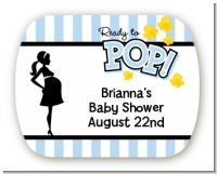Ready To Pop Blue - Personalized Baby Shower Rounded Corner Stickers