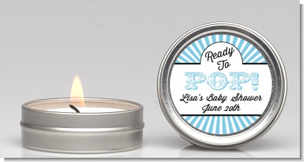 Ready To Pop Blue Stripes - Baby Shower Candle Favors