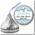 Ready To Pop Blue Stripes - Hershey Kiss Baby Shower Sticker Labels thumbnail