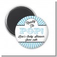 Ready To Pop Blue Stripes - Personalized Baby Shower Magnet Favors thumbnail