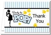 Ready To Pop Blue - Baby Shower Thank You Cards