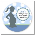 Ready To Pop Blue with white dots - Round Personalized Baby Shower Sticker Labels thumbnail