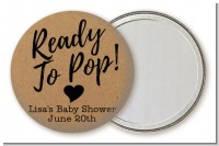 Ready To Pop Brown - Personalized Baby Shower Pocket Mirror Favors