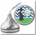 Ready To Pop Chevron Blue and Green - Hershey Kiss Baby Shower Sticker Labels thumbnail