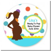 Ready To Pop Colorful Dots - Round Personalized Baby Shower Sticker Labels