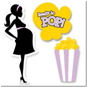 Ready To Pop Purple - Baby Shower Printed Shaped Cut-Outs