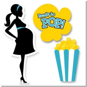 Ready To Pop Teal - Baby Shower Printed Shaped Cut-Outs