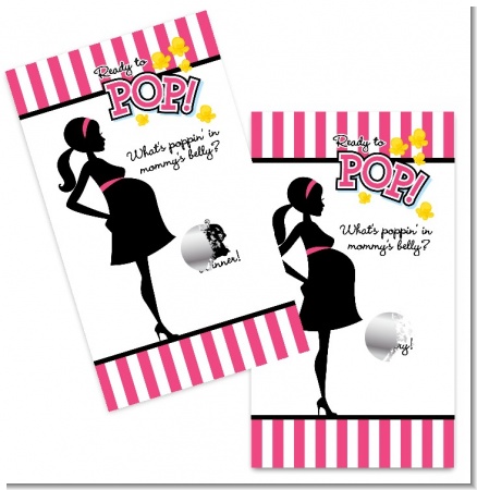 Ready To Pop Dark Pink - Baby Shower Scratch Off Game Tickets