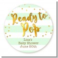 Ready To Pop Gold - Round Personalized Baby Shower Sticker Labels thumbnail