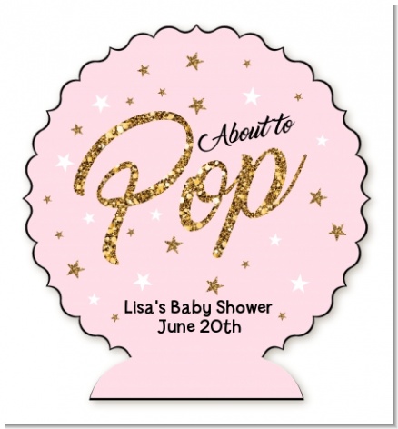 Ready To Pop Gold Glitter - Personalized Baby Shower Centerpiece Stand