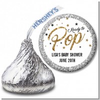 Ready To Pop Gold Glitter - Hershey Kiss Baby Shower Sticker Labels