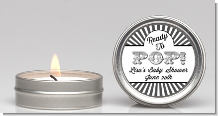 Ready To Pop Gray Stripes - Baby Shower Candle Favors