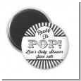 Ready To Pop Gray Stripes - Personalized Baby Shower Magnet Favors thumbnail