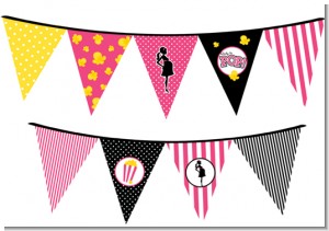 Ready To Pop Dark Pink - Baby Shower Themed Pennant Set