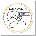 Ready To Pop Metallic Dots - Round Personalized Baby Shower Sticker Labels thumbnail